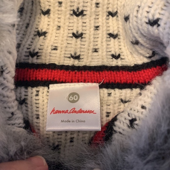 Hanna andersson size 60 black wool blend knit nordic folk elf sweater cardigan - Picture 6 of 11